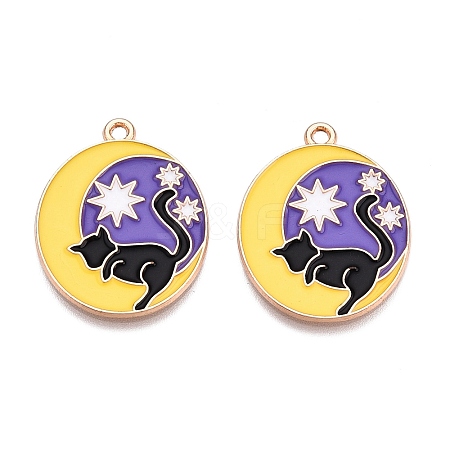 Tarot Card Theme Alloy Enamel Pendants ENAM-T020-51A-02-1