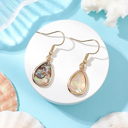 Natural Paua Shell Dangle Earrings EJEW-JE06274-06-1