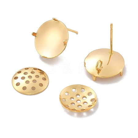 Brass Studs Earring Findings X-KK-K382-16A-G-1