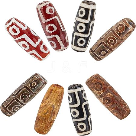 CHGCRAFT 8Pcs 4 Colors Tibetan Style 9-Eye dZi Beads TDZI-CA0001-01-1