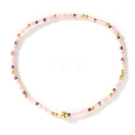 Bohemian Glass Seed Beads & Brass Stretch Bracelets for Women TI8364-7-1