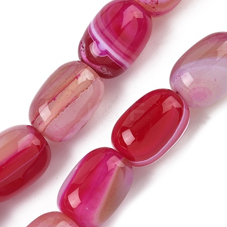 Natural Banded Agate/Striped Agate(Dyed & Heated) Beads Strands G-H324-01C-1
