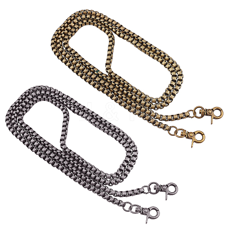 CHGCRAFT 2Pcs 2 Colors Iron Box Chains Bag Strap FIND-CA0002-30A-1