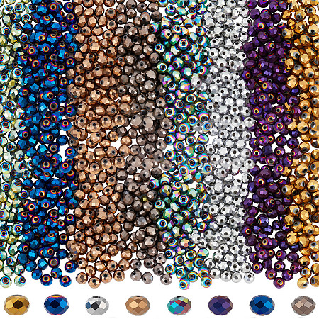 Electroplate Transparent Glass Beads Strands EGLA-LT0001-02C-1