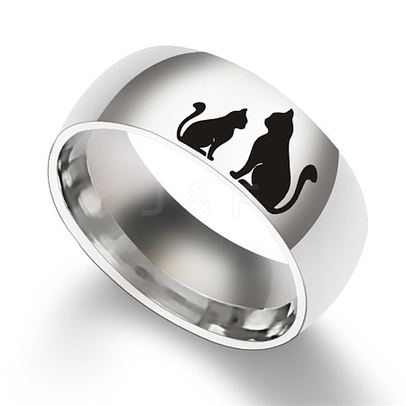 Cat Shape Pattern 201 Stainless Steel Finger Rings FS-WG30D97-04-1