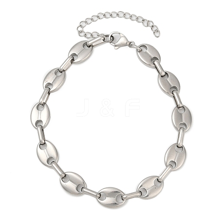 304 Stainless Steel Oval Link Chains Bracelets for Men & Women BJEW-D042-53P-1