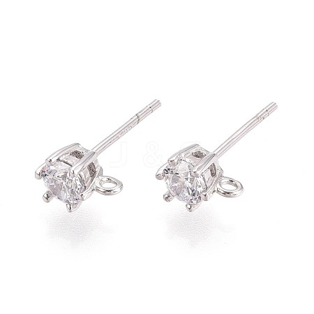 925 Sterling Silver Micro Pave Clear Cubic Zirconia Stud Earring Findings STER-N016-58A-P-1