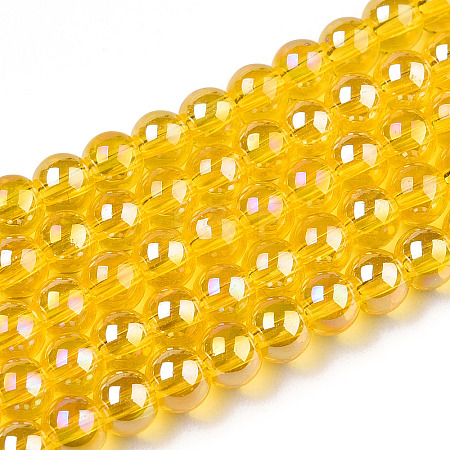 Electroplate Transparent Glass Beads Strands GLAA-T032-T4mm-AB11-1