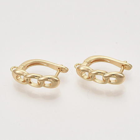 Brass Hoop Earring Findings with Latch Back Closure X-KK-T048-024G-NF-1