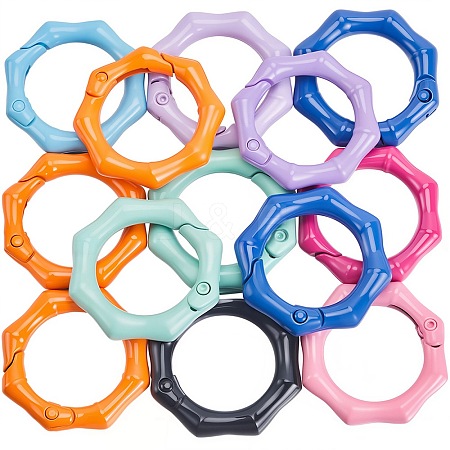16Pcs Spray Painted Alloy Spring Gate Ring FIND-SC0012-72-1