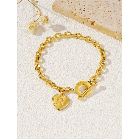 304 Stainless Steel Heart with Letter Charm Bracelets WG6E905-20-1