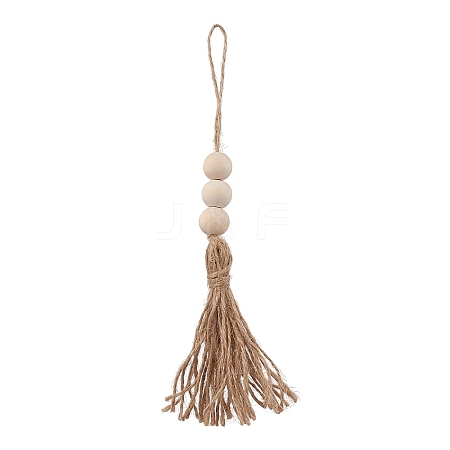 Jute Cord Tassel Pendant Decorations HJEW-JM02822-1