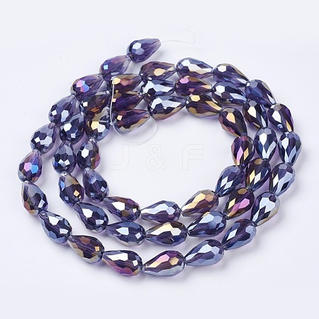 Electroplate Glass Beads Strands EGLA-D015-15x10mm-07-1