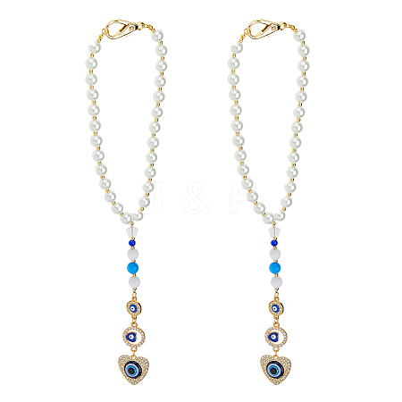2Pcs Alloy Rhinestone Pendant Decorations HJEW-FH00021-1