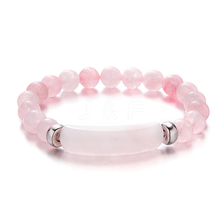 Natural Rose Quartz Beaded Stretch Bracelets PW-WG4B4E2-01-1