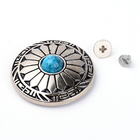 Alloy & Imitation Turquoise Craft Solid Screw Rivet PALLOY-WH0084-09B-1