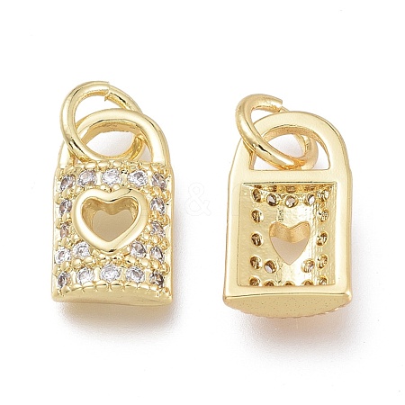 Brass Micro Pave Clear Cubic Zirconia Charms ZIRC-Q024-01G-1