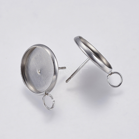 Non-Tarnish 201 Stainless Steel Stud Earring Settings STAS-I097-023-14mm-1