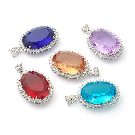 Transparent Faceted Glass Pendants ZIRC-I050-03P-1