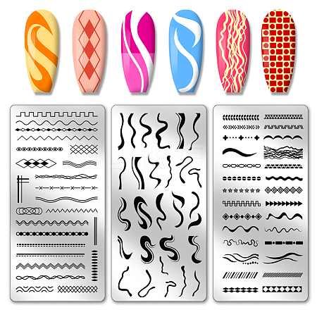 Stainless Steel DIY Nail Art Templates MRMJ-WH0092-028-1
