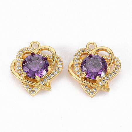 Brass Micro Pave Colorful Cubic Zirconia Pendants X-ZIRC-S068-035-NF-1