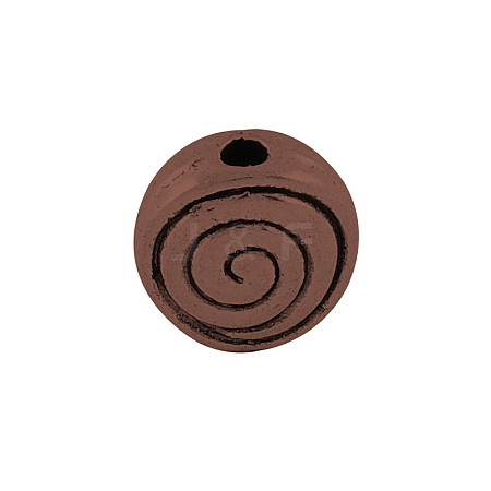Tibetan Style Alloy Flat Round Carved Vortex Beads TIBEB-5437-R-FF-1