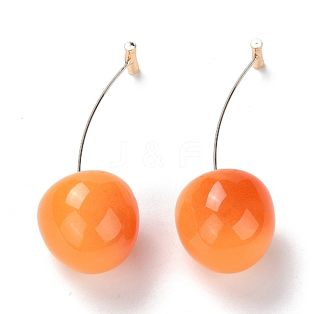 Lifelike Cherry Resin Dangle Stud Earrings LS-EJEW-F274-01A-1