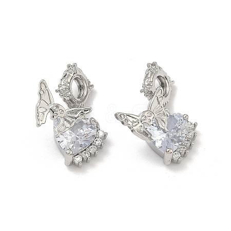 Brass Pave Clear Cubic Zirconia Pendants KK-D228-13P-1