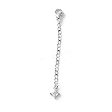 Brass Micro Pave Clear Cubic Zirconia Chain Extender KK-G491-52D-S-1