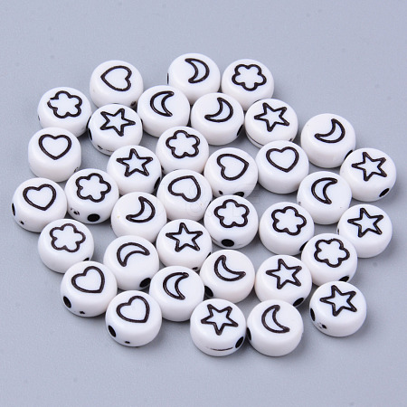 Opaque White Acrylic Beads X-MACR-S273-45B-1