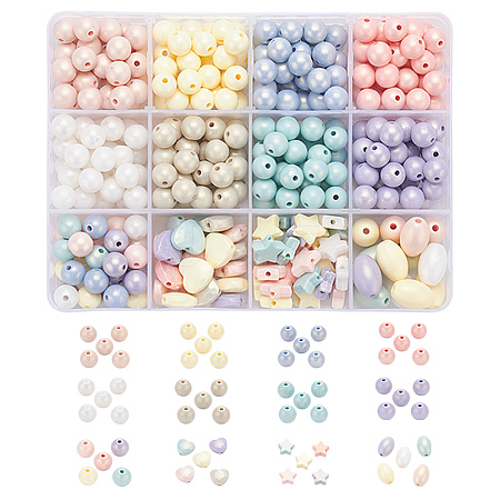 333Pcs 12 Style Spray Painted Acrylic Beads MACR-YW0001-52-1