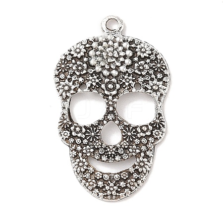 Day of the Dead Ornaments Tibetan Style Sugar Skull Pendants X-TIBEP-22828-AS-NR-1