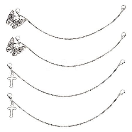 4Pcs 2 Styles Alloy Shoe Decoration Chain AJEW-FG0003-81B-1