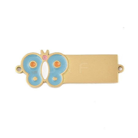 304 Stainless Steel Light Blue Enamel Insect Connector Charms STAS-P377-16G-C-1