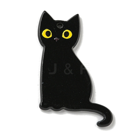 Halloween Black Cat Acrylic Pendants X-MACR-U005-01A-1