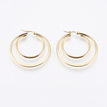 201 Stainless Steel Hoop Earrings X-EJEW-I213-B-02G-1