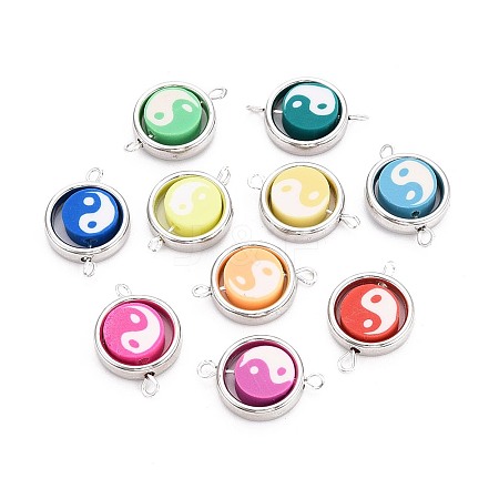Polymer Clay Beads with CCB Plastic Frame Connector Charms CLAY-T022-35M-01-1