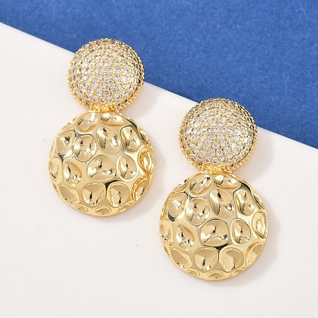 Brass Micro Pave Clear Cubic Zirconia Dangle Stud Earrings EJEW-L275-15G-02-1