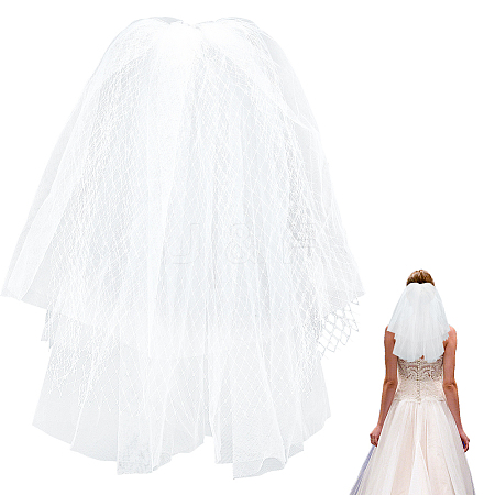 Long Mesh Tulle Bridal Veils with Combs OHAR-WH0021-51-1