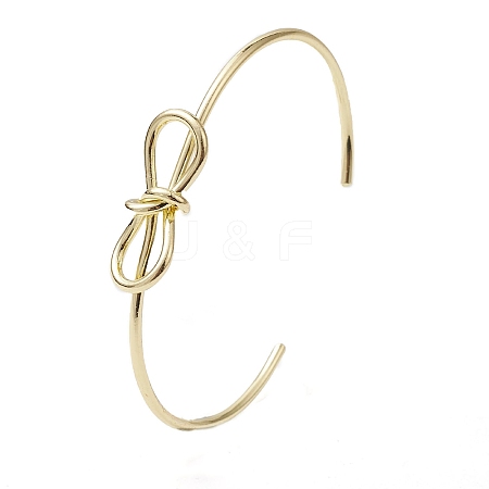 Bowknot Brass Cuff Bangles BJEW-D039-37D-G-1