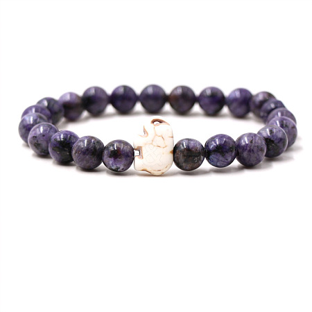 Natural Amethyst & Synthetic Turquoise Beads Stretch Bracelets for Men Women QO0012-10-1