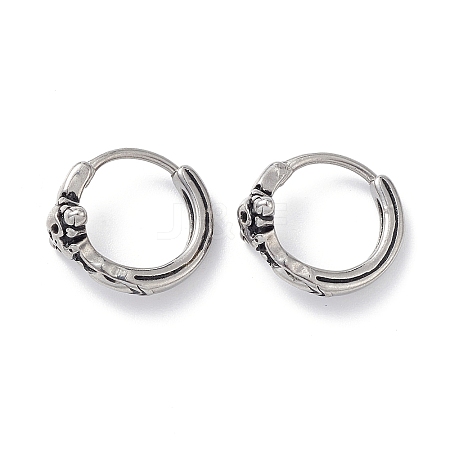 304 Stainless Steel Skull Hoop Earrings for Men Women EJEW-F312-04AS-1