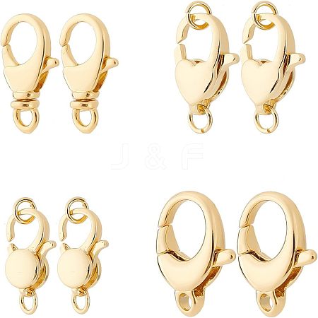 8Pcs 4 Styles Eco-Friendly Brass Lobster Claw Clasps KK-FH0004-33-1