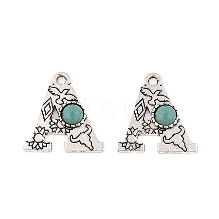 Synthetic Turquoise & Alloy Pendants PALLOY-H146-01AS-A-1