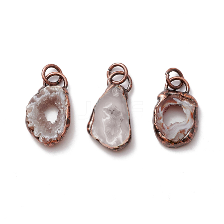 Natural Druzy Agate Pendants G-M383-20R-1