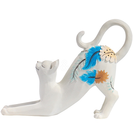 Resin Stretching Cat Figurines Statues for Home Office Desktop Ornaments PW-WG26F61-01-1