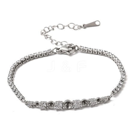 Brass Pave Clear Cubic Zirconia Tennis Bracelet Making KK-B189-05P-1