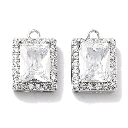 Brass Micro Pave Clear Cubic Zirconia Pendants KK-M102-38P-1