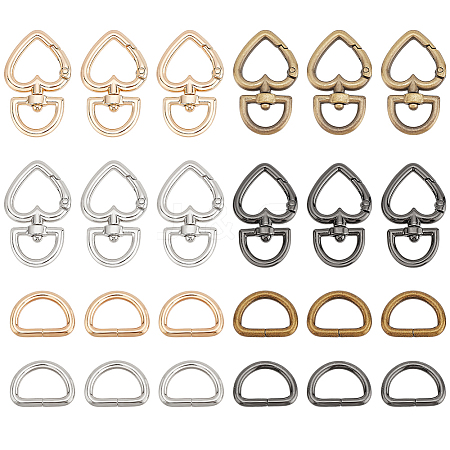 24Pcs 8 Styles Iron D Ring DIY-PH0028-85-1