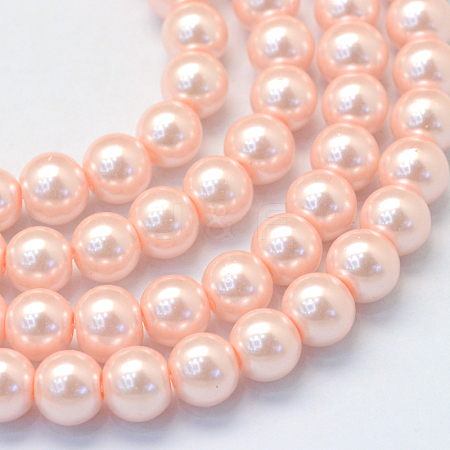 Baking Painted Pearlized Glass Pearl Round Bead Strands HY-Q003-10mm-05-1